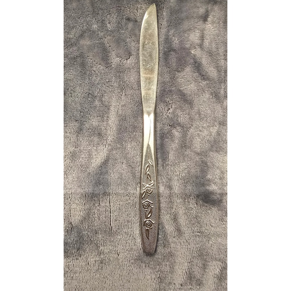 Imperial Stainless Korea Dinner Knife Vintage Floral Rose Pattern Flatware